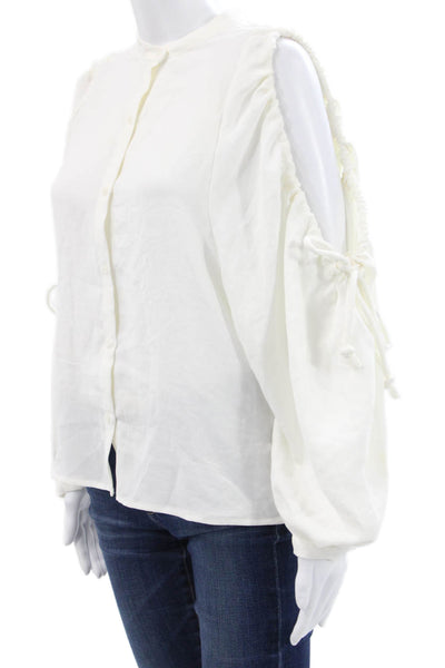 7 For All Mankind Women White Bohemian Button Up Blouse Sleeveless Size M