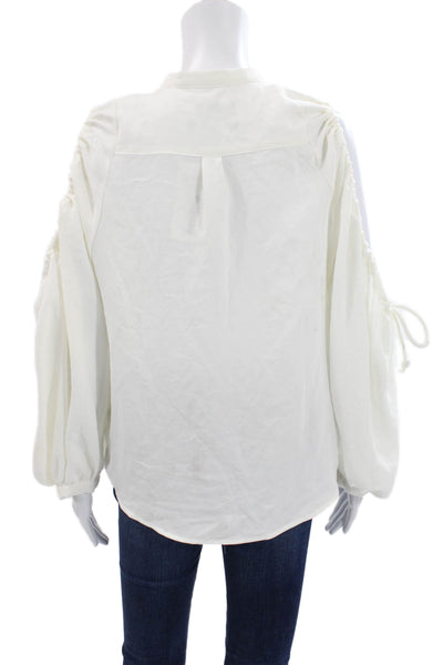 7 For All Mankind Women White Bohemian Button Up Blouse Sleeveless Size M