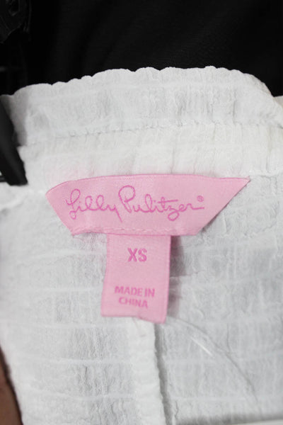 Lilly Pulitzer Womens Camisole White Drawstring Sleeveless Nylon Size XS