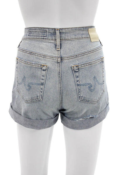 AG-ED Denim Unisex Light Blue Button Cotton Blend 90s Shorts Size 25