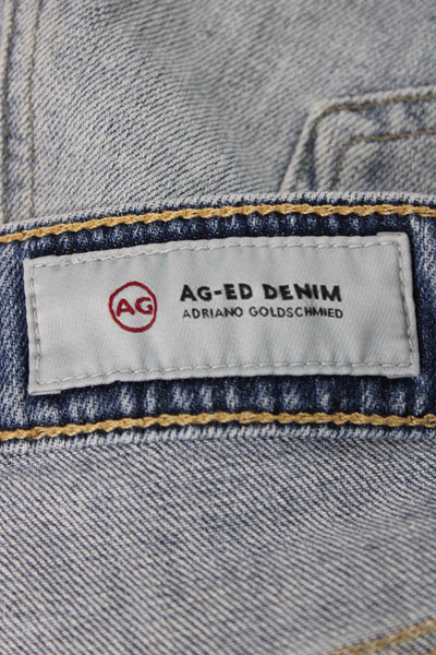 AG-ED Denim Unisex Light Blue Button Cotton Blend 90s Shorts Size 25