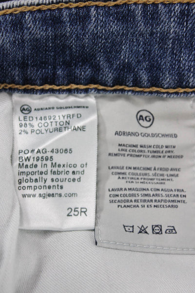 AG-ED Denim Unisex Light Blue Button Cotton Blend 90s Shorts Size 25