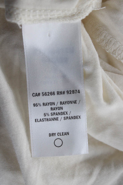 7 For All Mankind Womens Scoop Neck Long Sleeve Rayon Bodysuit White Size S