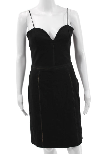 Liu JO Women Bodycon Sheath Black Dress Sleeveless Button Size 42
