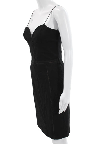 Liu JO Women Bodycon Sheath Black Dress Sleeveless Button Size 42