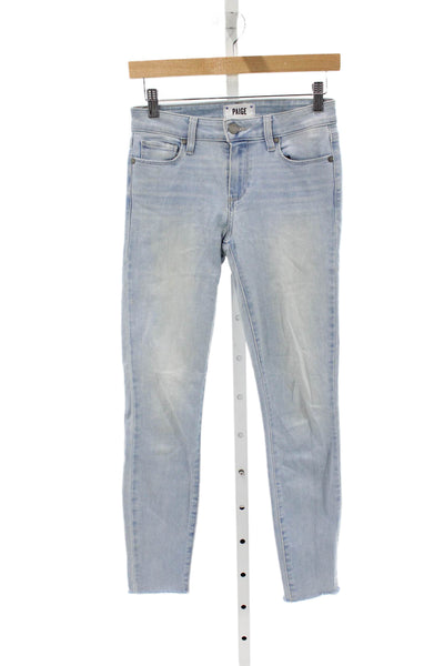 Paige Womens Ankle Skinny Jeans Light Blue Button Fly Size 25