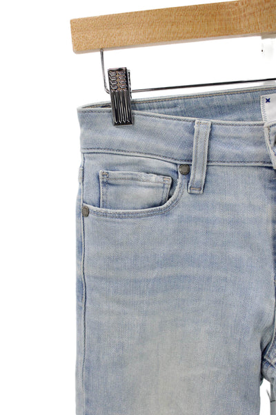 Paige Womens Ankle Skinny Jeans Light Blue Button Fly Size 25