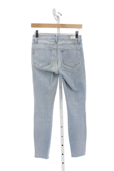 Paige Womens Ankle Skinny Jeans Light Blue Button Fly Size 25