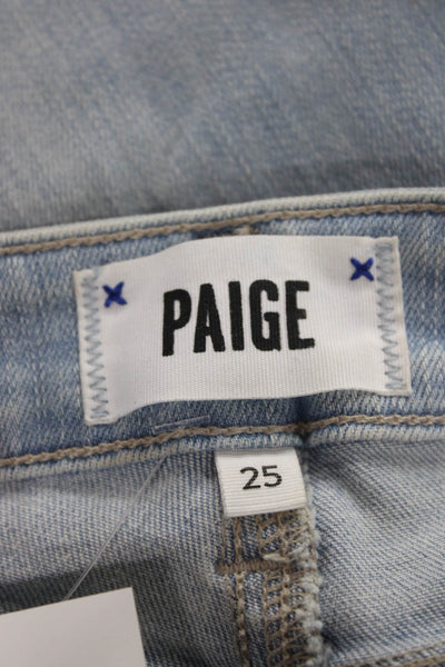 Paige Womens Ankle Skinny Jeans Light Blue Button Fly Size 25