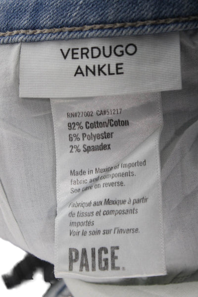 Paige Womens Ankle Skinny Jeans Light Blue Button Fly Size 25