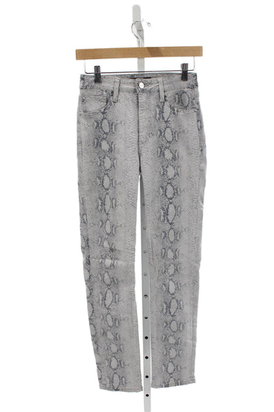 Joes Womens Petite Ankle Skinny Gray Snake Print Jeans Button Size 24