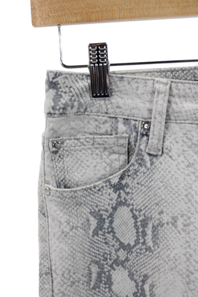 Joes Womens Petite Ankle Skinny Gray Snake Print Jeans Button Size 24