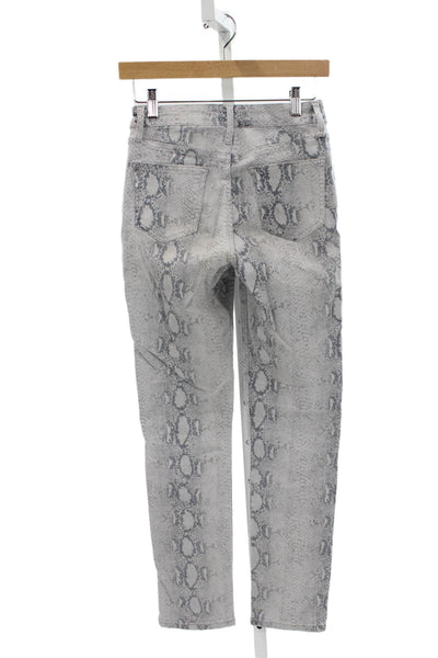 Joes Womens Petite Ankle Skinny Gray Snake Print Jeans Button Size 24