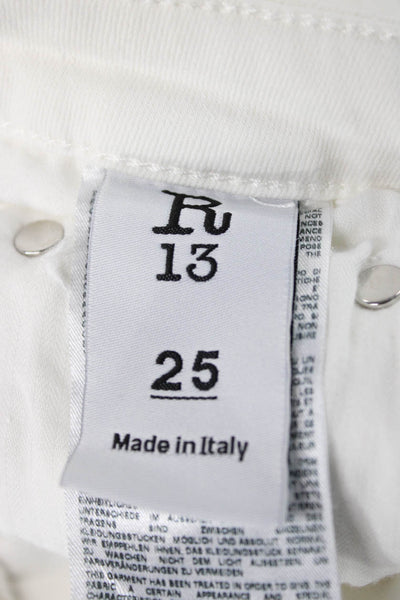 R13 Womens Skinny White Jeans Mid Rise Size 25