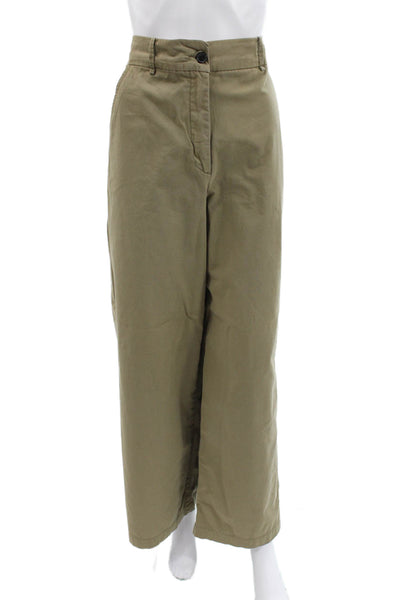 Zara Women Chino Khaki Pants Tan Cotton Button Size L
