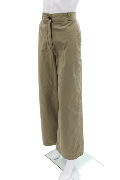 Zara Women Chino Khaki Pants Tan Cotton Button Size L
