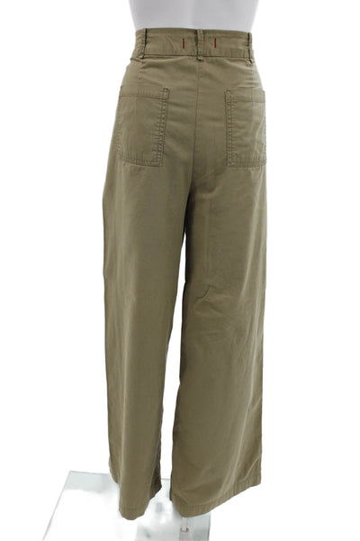 Zara Women Chino Khaki Pants Tan Cotton Button Size L