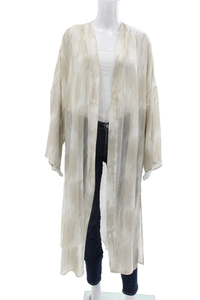 Zara Women Bohemian Beige Long Sleeve Top 100% Polyester Size M