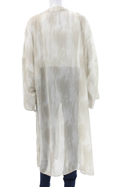 Zara Women Bohemian Beige Long Sleeve Top 100% Polyester Size M