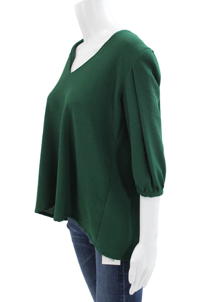 Ba&Sh Womens Green Tunic Blouse V Neck 3/4 Sleeve Polyester Size 0