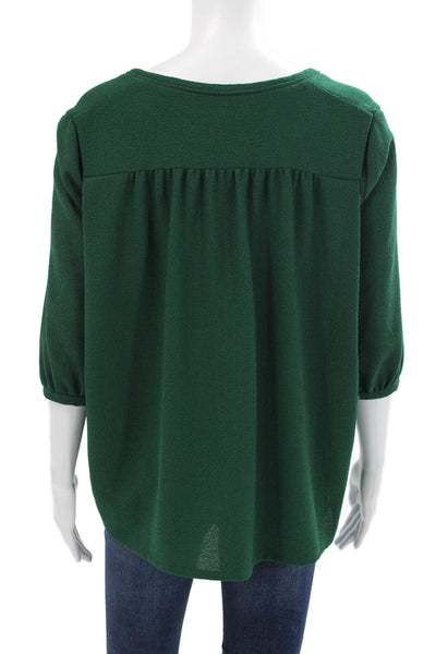 Ba&Sh Womens Green Tunic Blouse V Neck 3/4 Sleeve Polyester Size 0