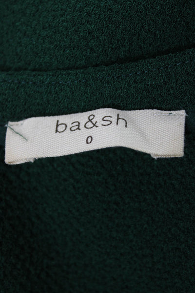 Ba&Sh Womens Green Tunic Blouse V Neck 3/4 Sleeve Polyester Size 0