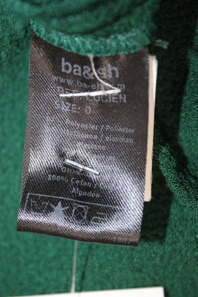 Ba&Sh Womens Green Tunic Blouse V Neck 3/4 Sleeve Polyester Size 0