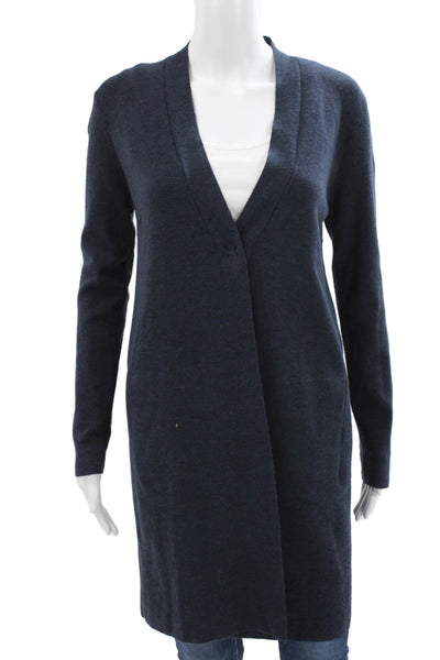 D. Exterior Unisex Cardigan Navy V-Neck 100% Lana Extrafine Longsleeve Size S
