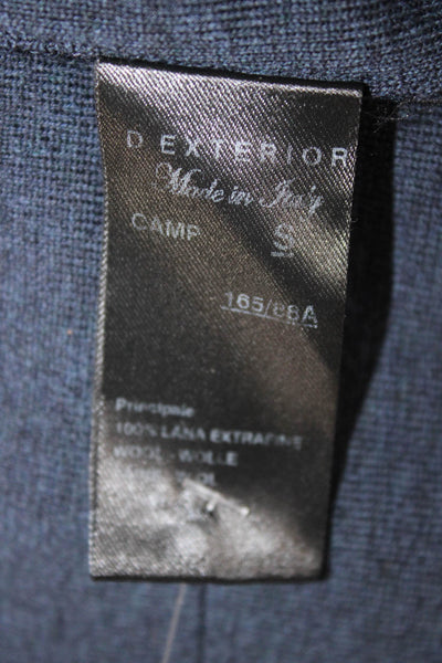 D. Exterior Unisex Cardigan Navy V-Neck 100% Lana Extrafine Longsleeve Size S