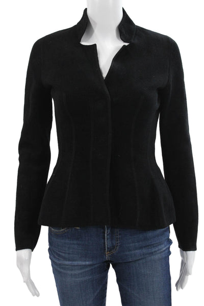 D. Exterior Womens Black Mock Neck Long Sleeve Blazer Designer Size S