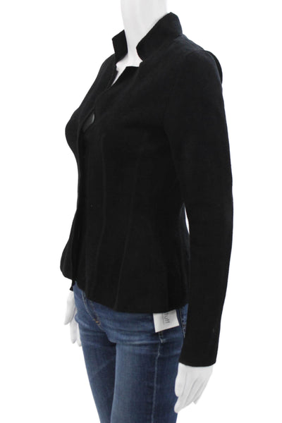 D. Exterior Womens Black Mock Neck Long Sleeve Blazer Designer Size S