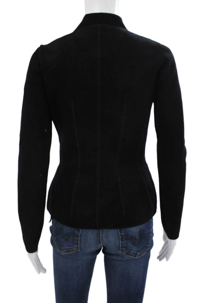 D. Exterior Womens Black Mock Neck Long Sleeve Blazer Designer Size S