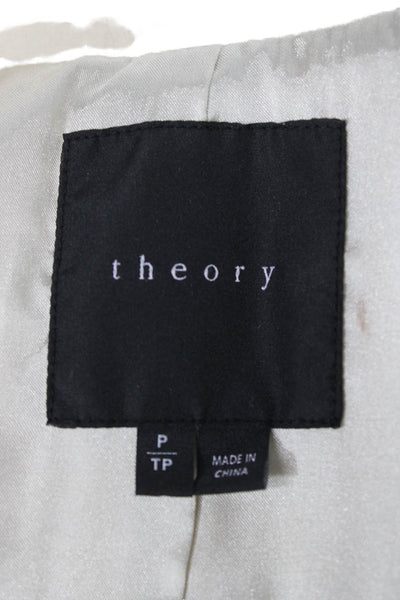 Theory Womens Collared Overcoat Beige Wool Blend Long Sleeve Size 0P