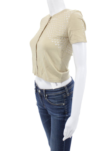 Faith Connexion Womens Cropped Button Up Geometric Beige Size S