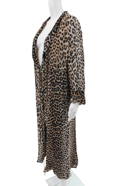 Ganni Women Dress Brown Animal Print Viscose Full Length Size 40