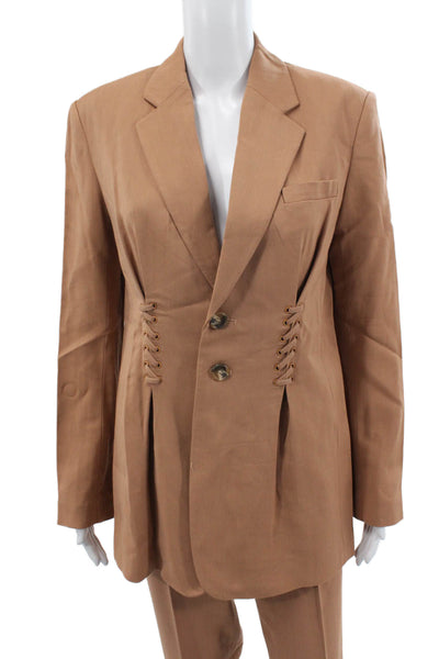 A.L.C. Womens Lace Up Detail Blazer Creased Pant Suit Brown Size 4