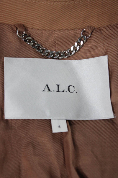 A.L.C. Womens Lace Up Detail Blazer Creased Pant Suit Brown Size 4