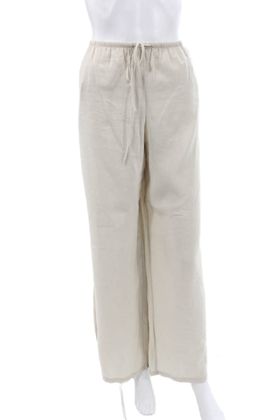 Zara Unisex Sweatpants Beige Drawstring Modal Polyester Size L
