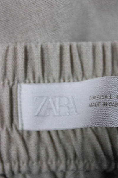 Zara Womens Dress Pants Beige Linen Classic Size L