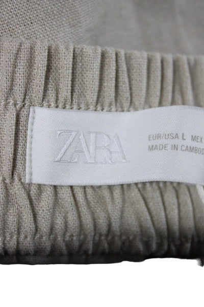 Zara Womens Dress Pants Beige Linen Classic Size L