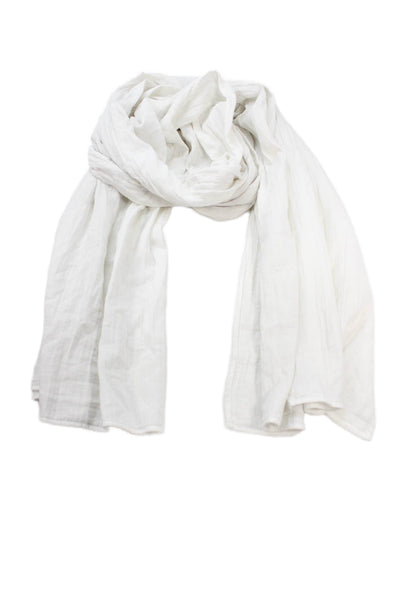 Quince Womens Cotton Solid White Scarf Size 76"X25"