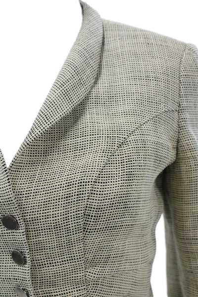 Armani Collezioni Women Beige Wool Blend 3/4 Sleeve Blazer Size 6