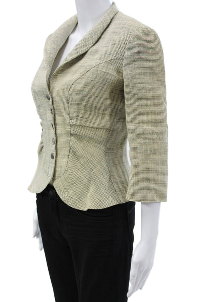 Armani Collezioni Women Beige Wool Blend 3/4 Sleeve Blazer Size 6