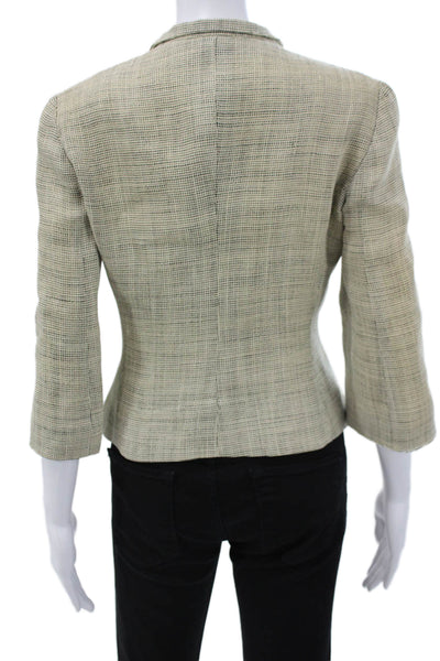 Armani Collezioni Women Beige Wool Blend 3/4 Sleeve Blazer Size 6