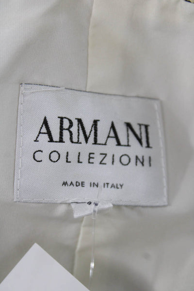 Armani Collezioni Women Beige Wool Blend 3/4 Sleeve Blazer Size 6
