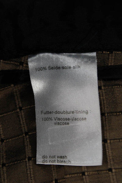 Akris Punto Womens Brown Check Silk Collared Long Sleeve Blazer Size 12