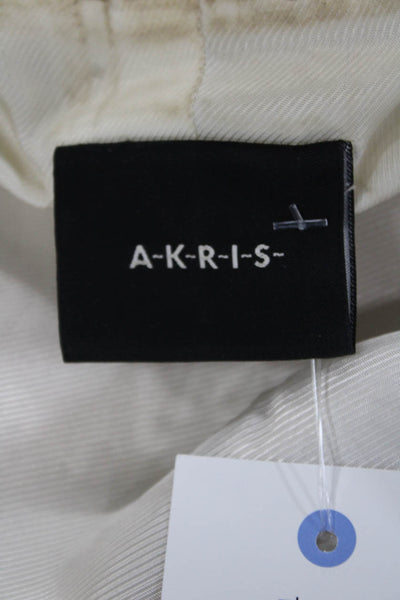 Akris Womens Windbreaker Jacket Beige Lammnappa High Neck Long Sleeve Size 10