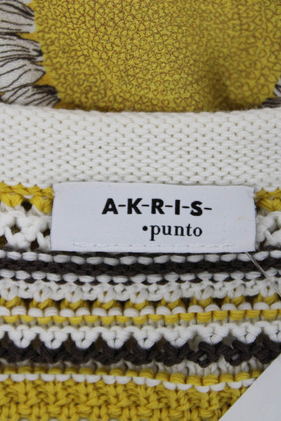 Akris Punto Women Tank Sundress White Striped Square Neck Mid Calf Zip Size 8