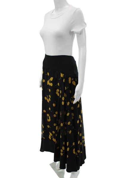 3.1 Phillip Lim Women Black Floral Silk Maxi Flare Skirt Size 6