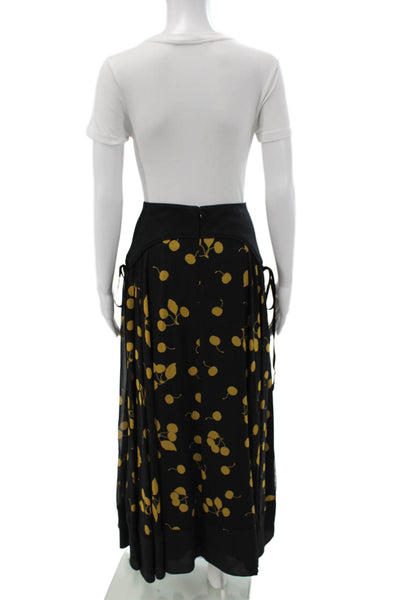 3.1 Phillip Lim Women Black Floral Silk Maxi Flare Skirt Size 6